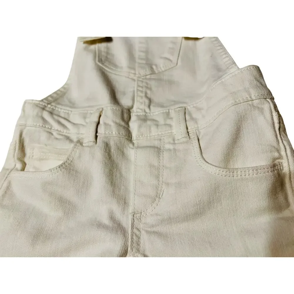 Old Navy white bib overall cutoff shorts w/ adjustable straps child size 4T
